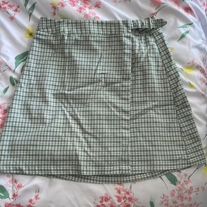 green plaid brandy melville mini skirt, one size (fits xs-med)